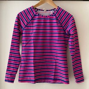 Vineyard Vines rash guard small navy pink striped swimsuit swim top long sleeve